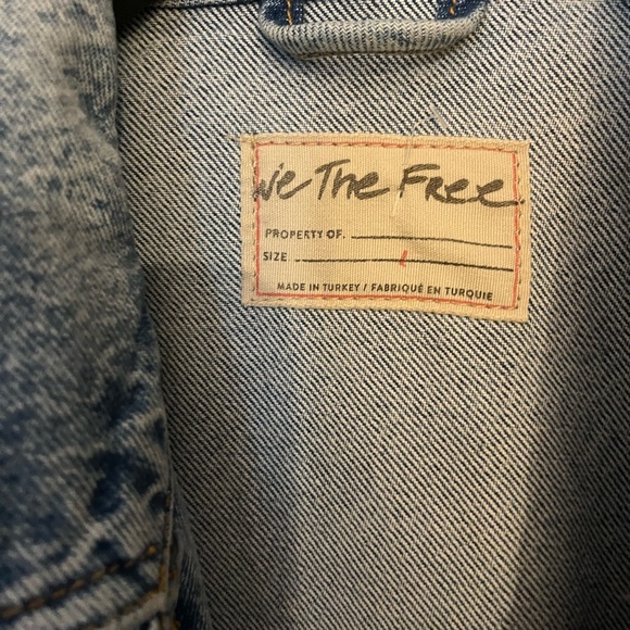 Free People We the Free after hours Fringe Denim Tucker Jacket Large - Picture 2 of 9